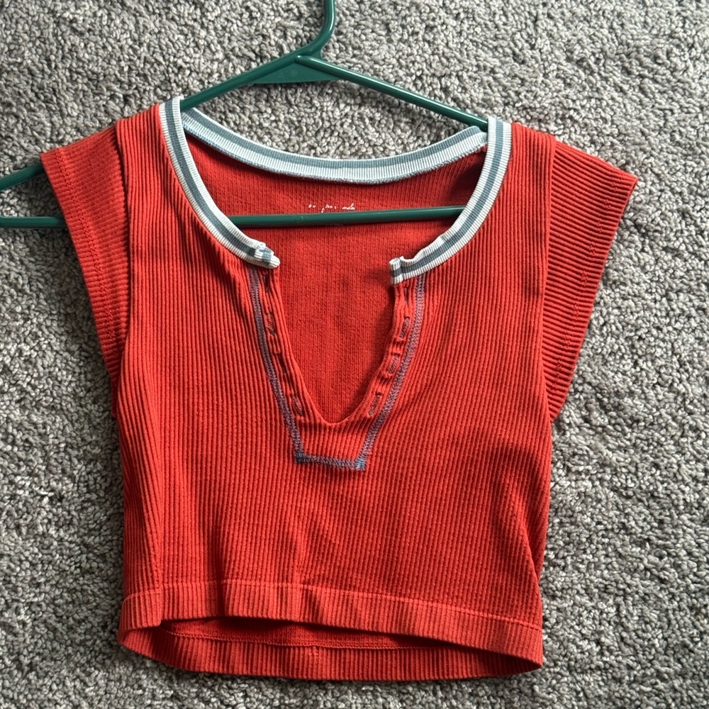 Urban Outfitters Red Ribbed Crop Top